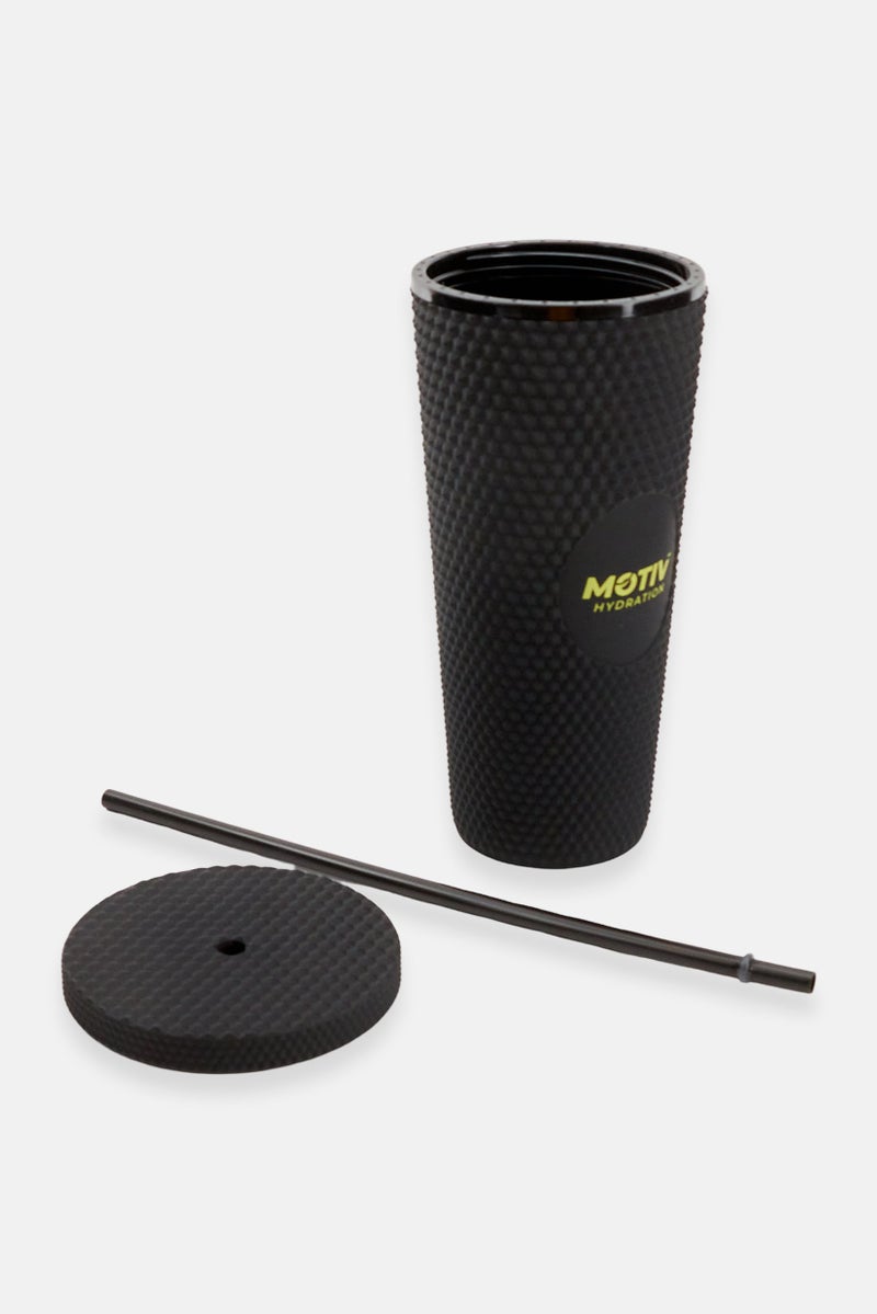 Motiv كوب مزخرف مع غطاء وقشة، أسود - Image 2